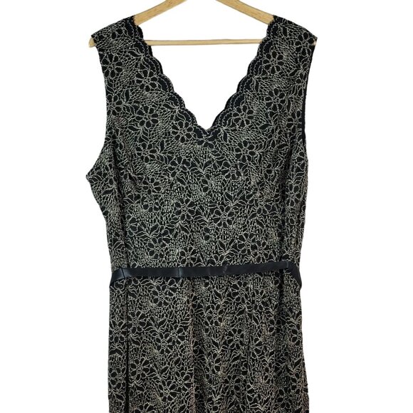 Candalite Womans Maxi Cocktail Dress Gold Black Plus 3X Scallop Mermaid Lace NWT - Picture 2 of 8
